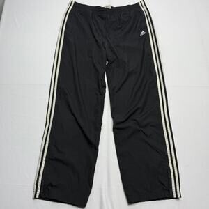 Vintage Adidas Black Track Pants With White Stripes Size Large